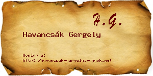 Havancsák Gergely névjegykártya